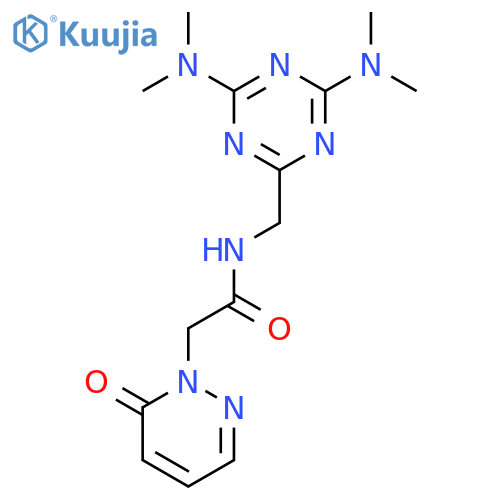 N-{4,6-bis(dimethylamino)-1,3,5-triazin-2-ylmethyl}-2-(6-oxo-1,6-dihydropyridazin-1-yl)acetamide structure