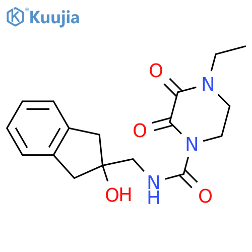 4-ethyl-N-[(2-hydroxy-2,3-dihydro-1H-inden-2-yl)methyl]-2,3-dioxopiperazine-1-carboxamide structure