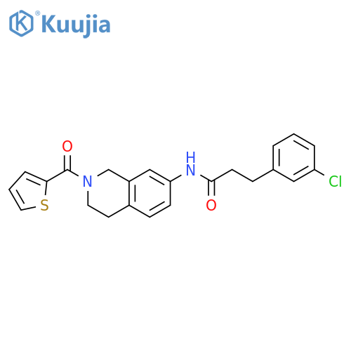 3-(3-chlorophenyl)-N-[2-(thiophene-2-carbonyl)-1,2,3,4-tetrahydroisoquinolin-7-yl]propanamide structure