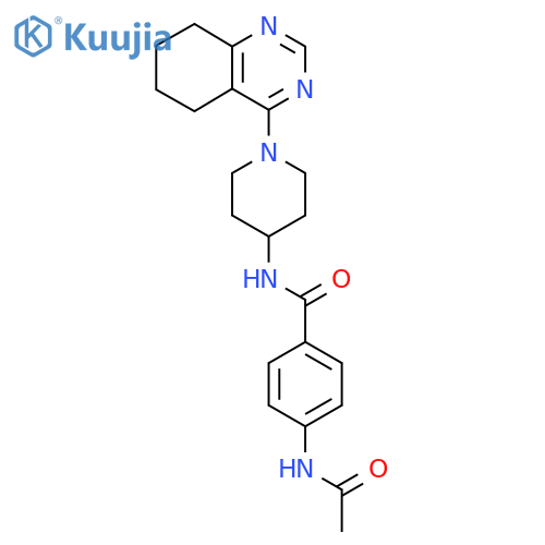 4-acetamido-N-[1-(5,6,7,8-tetrahydroquinazolin-4-yl)piperidin-4-yl]benzamide structure