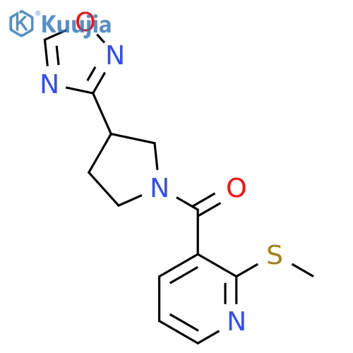 2-(methylsulfanyl)-3-3-(1,2,4-oxadiazol-3-yl)pyrrolidine-1-carbonylpyridine structure