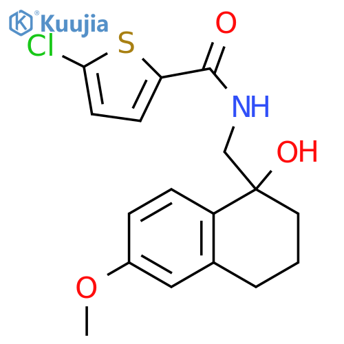 5-chloro-N-(1-hydroxy-6-methoxy-1,2,3,4-tetrahydronaphthalen-1-yl)methylthiophene-2-carboxamide structure