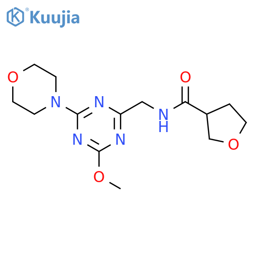 N-{4-methoxy-6-(morpholin-4-yl)-1,3,5-triazin-2-ylmethyl}oxolane-3-carboxamide structure