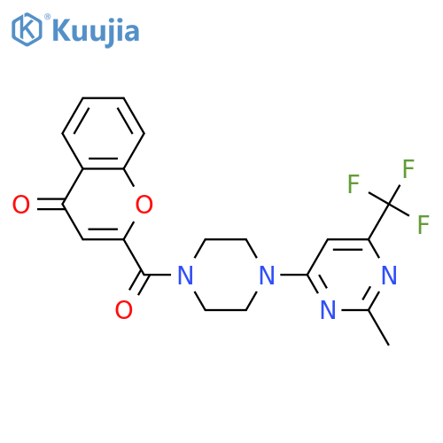 2-{4-[2-methyl-6-(trifluoromethyl)pyrimidin-4-yl]piperazine-1-carbonyl}-4H-chromen-4-one structure