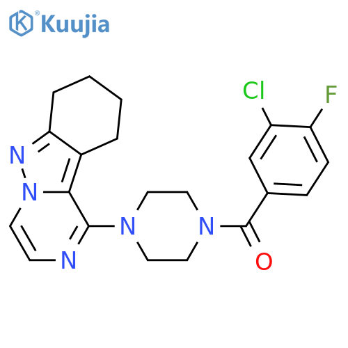 1-(3-chloro-4-fluorobenzoyl)-4-{7H,8H,9H,10H-pyrazino[1,2-b]indazol-1-yl}piperazine structure