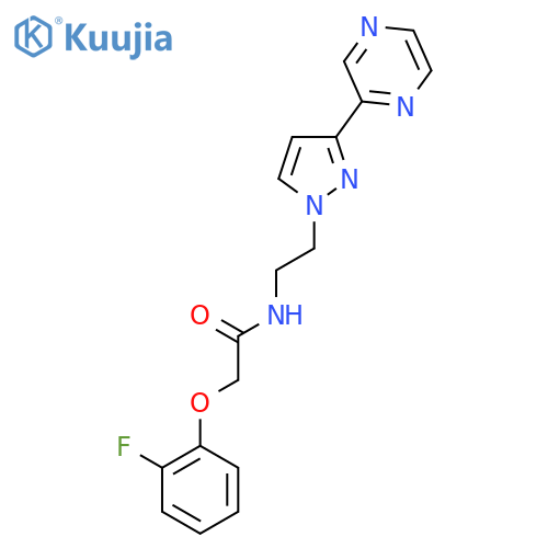 2-(2-fluorophenoxy)-N-{2-3-(pyrazin-2-yl)-1H-pyrazol-1-ylethyl}acetamide structure