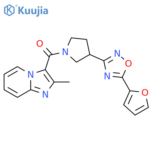 5-(furan-2-yl)-3-(1-{2-methylimidazo1,2-apyridine-3-carbonyl}pyrrolidin-3-yl)-1,2,4-oxadiazole structure