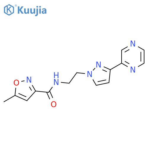 5-methyl-N-{2-[3-(pyrazin-2-yl)-1H-pyrazol-1-yl]ethyl}-1,2-oxazole-3-carboxamide structure