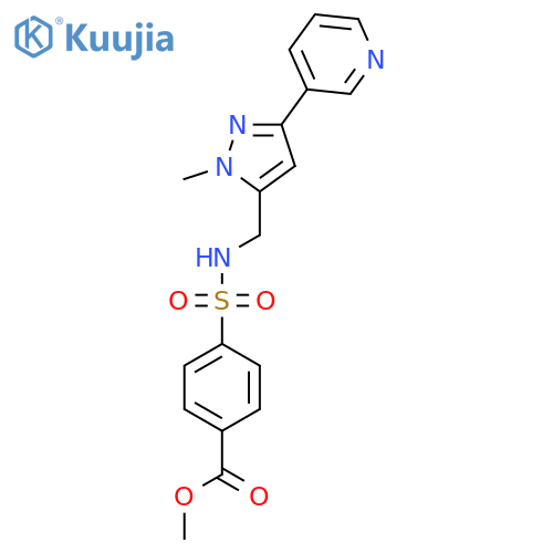 methyl 4-({1-methyl-3-(pyridin-3-yl)-1H-pyrazol-5-ylmethyl}sulfamoyl)benzoate structure