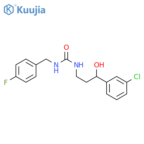 3-[3-(3-chlorophenyl)-3-hydroxypropyl]-1-[(4-fluorophenyl)methyl]urea structure