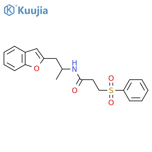 3-(benzenesulfonyl)-N-1-(1-benzofuran-2-yl)propan-2-ylpropanamide structure