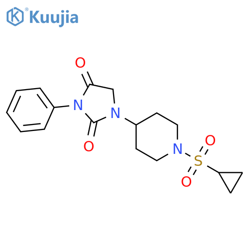 1-[1-(cyclopropanesulfonyl)piperidin-4-yl]-3-phenylimidazolidine-2,4-dione structure