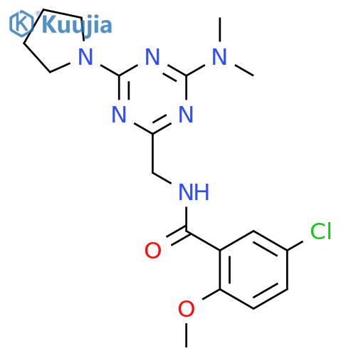 5-chloro-N-{4-(dimethylamino)-6-(pyrrolidin-1-yl)-1,3,5-triazin-2-ylmethyl}-2-methoxybenzamide structure