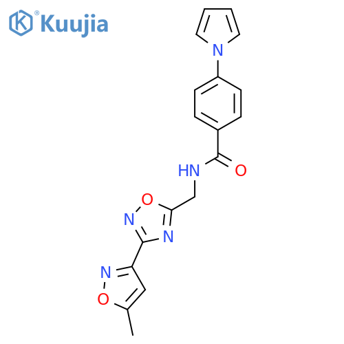 N-{[3-(5-methyl-1,2-oxazol-3-yl)-1,2,4-oxadiazol-5-yl]methyl}-4-(1H-pyrrol-1-yl)benzamide structure