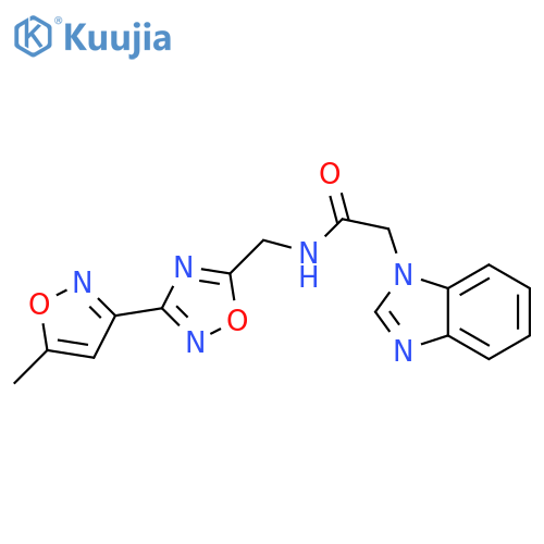 2-(1H-1,3-benzodiazol-1-yl)-N-{3-(5-methyl-1,2-oxazol-3-yl)-1,2,4-oxadiazol-5-ylmethyl}acetamide structure
