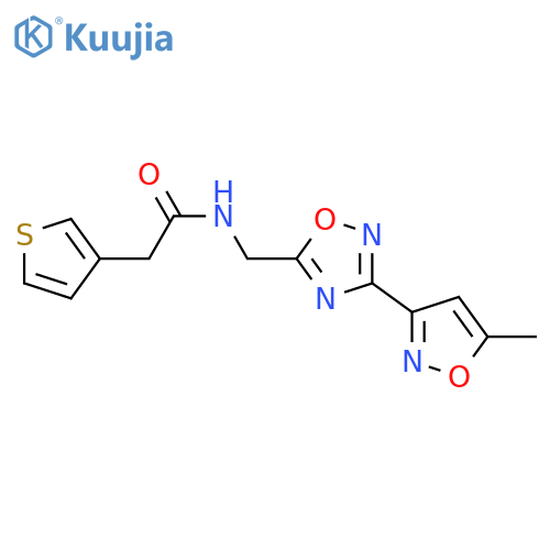 N-{[3-(5-methyl-1,2-oxazol-3-yl)-1,2,4-oxadiazol-5-yl]methyl}-2-(thiophen-3-yl)acetamide structure