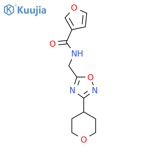 N-{3-(oxan-4-yl)-1,2,4-oxadiazol-5-ylmethyl}furan-3-carboxamide structure