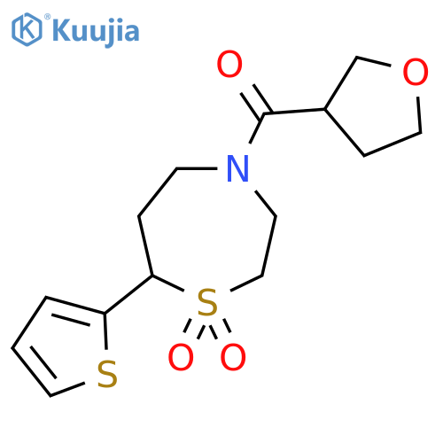 4-(oxolane-3-carbonyl)-7-(thiophen-2-yl)-1lambda6,4-thiazepane-1,1-dione structure