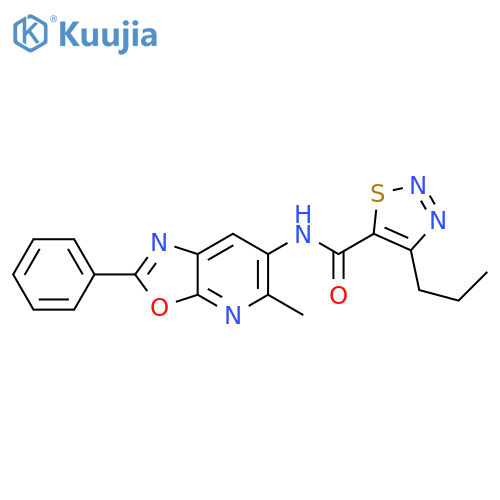 N-{5-methyl-2-phenyl-[1,3]oxazolo[5,4-b]pyridin-6-yl}-4-propyl-1,2,3-thiadiazole-5-carboxamide structure