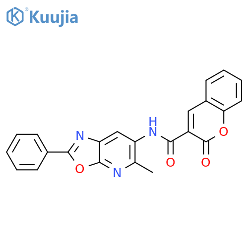 N-{5-methyl-2-phenyl-1,3oxazolo5,4-bpyridin-6-yl}-2-oxo-2H-chromene-3-carboxamide structure