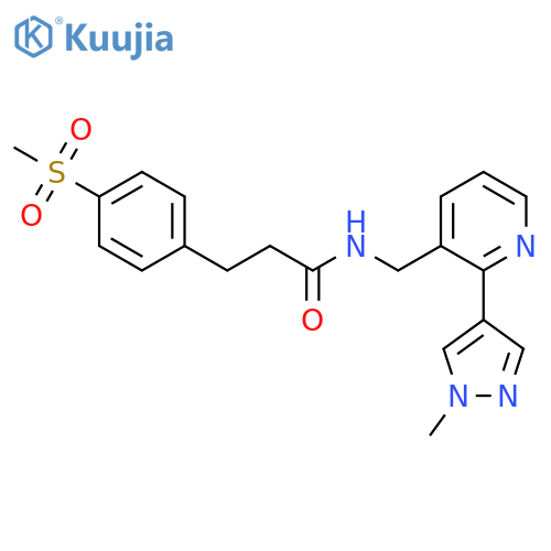 3-(4-methanesulfonylphenyl)-N-{2-(1-methyl-1H-pyrazol-4-yl)pyridin-3-ylmethyl}propanamide structure