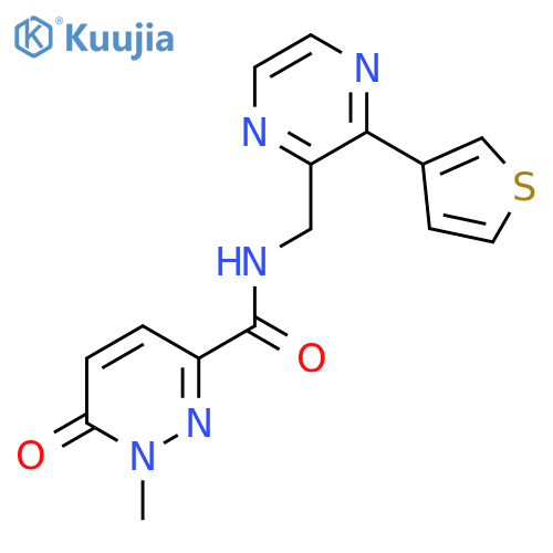 1-methyl-6-oxo-N-{3-(thiophen-3-yl)pyrazin-2-ylmethyl}-1,6-dihydropyridazine-3-carboxamide structure