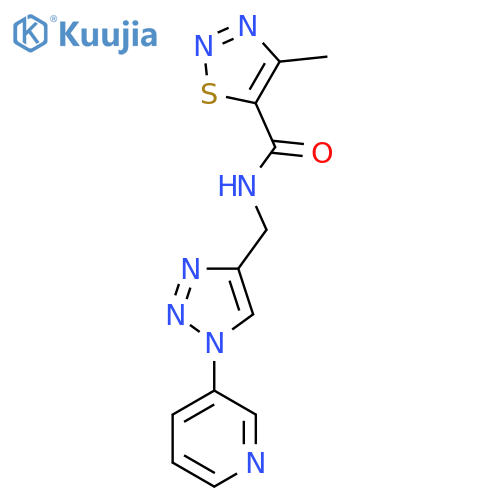 4-methyl-N-{[1-(pyridin-3-yl)-1H-1,2,3-triazol-4-yl]methyl}-1,2,3-thiadiazole-5-carboxamide structure