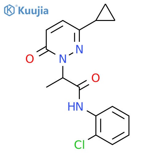 N-(2-chlorophenyl)-2-(3-cyclopropyl-6-oxo-1,6-dihydropyridazin-1-yl)propanamide structure