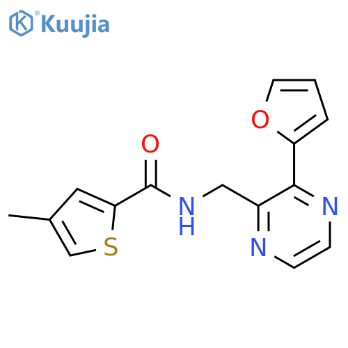 N-{3-(furan-2-yl)pyrazin-2-ylmethyl}-4-methylthiophene-2-carboxamide structure