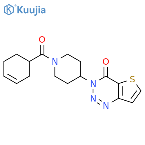 3-1-(cyclohex-3-ene-1-carbonyl)piperidin-4-yl-3H,4H-thieno3,2-d1,2,3triazin-4-one structure