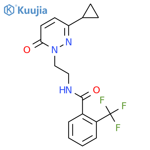 N-[2-(3-cyclopropyl-6-oxo-1,6-dihydropyridazin-1-yl)ethyl]-2-(trifluoromethyl)benzamide structure
