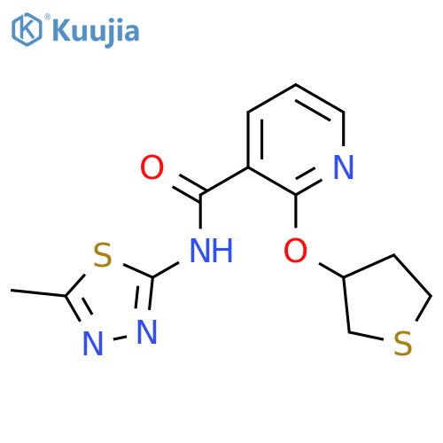 N-(5-methyl-1,3,4-thiadiazol-2-yl)-2-(thiolan-3-yloxy)pyridine-3-carboxamide structure