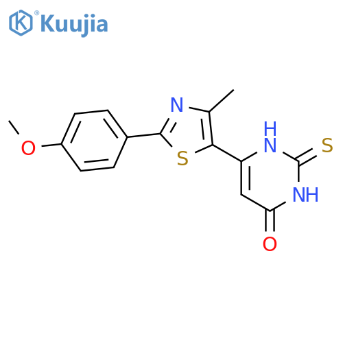 6-2-(4-methoxyphenyl)-4-methyl-1,3-thiazol-5-yl-2-sulfanyl-3,4-dihydropyrimidin-4-one structure