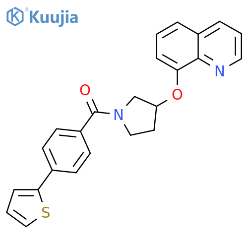 (3-(Quinolin-8-yloxy)pyrrolidin-1-yl)(4-(thiophen-2-yl)phenyl)methanone structure