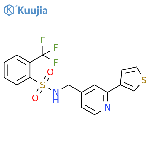 N-{[2-(thiophen-3-yl)pyridin-4-yl]methyl}-2-(trifluoromethyl)benzene-1-sulfonamide structure