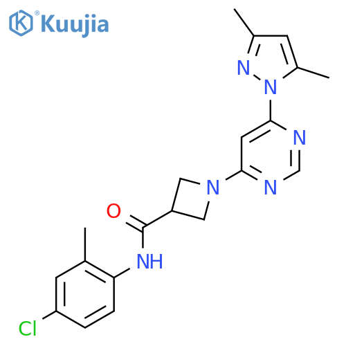 N-(4-chloro-2-methylphenyl)-1-6-(3,5-dimethyl-1H-pyrazol-1-yl)pyrimidin-4-ylazetidine-3-carboxamide structure