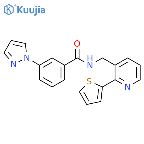 3-(1H-pyrazol-1-yl)-N-{[2-(thiophen-2-yl)pyridin-3-yl]methyl}benzamide structure