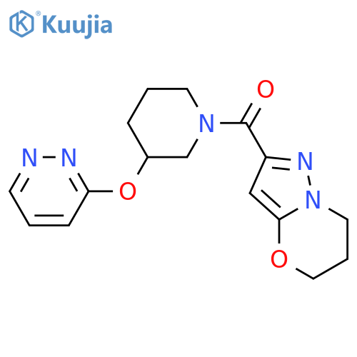 3-[(1-{5H,6H,7H-pyrazolo[3,2-b][1,3]oxazine-2-carbonyl}piperidin-3-yl)oxy]pyridazine structure