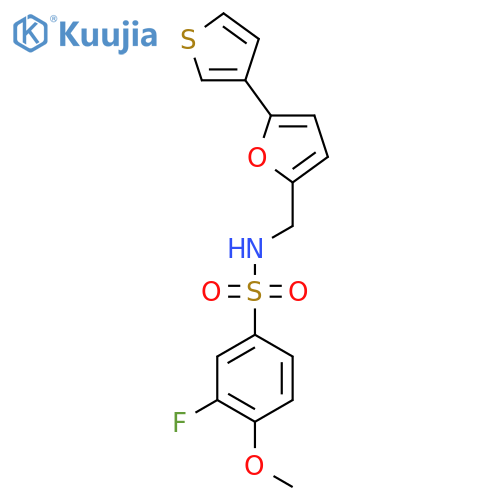 3-fluoro-4-methoxy-N-{5-(thiophen-3-yl)furan-2-ylmethyl}benzene-1-sulfonamide structure