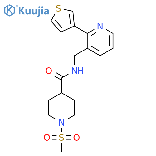 1-methanesulfonyl-N-{[2-(thiophen-3-yl)pyridin-3-yl]methyl}piperidine-4-carboxamide structure