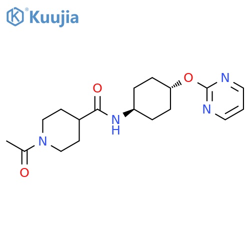 1-acetyl-N-[(1r,4r)-4-(pyrimidin-2-yloxy)cyclohexyl]piperidine-4-carboxamide structure