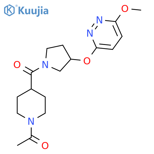 1-(4-{3-[(6-methoxypyridazin-3-yl)oxy]pyrrolidine-1-carbonyl}piperidin-1-yl)ethan-1-one structure