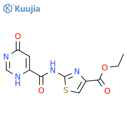 ethyl 2-(6-hydroxypyrimidine-4-amido)-1,3-thiazole-4-carboxylate structure