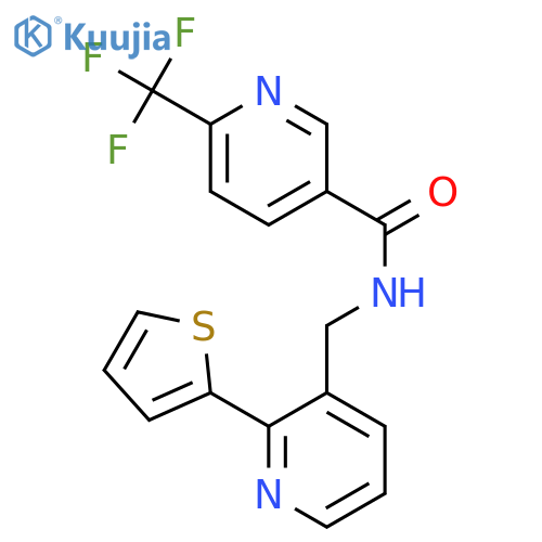 N-{[2-(thiophen-2-yl)pyridin-3-yl]methyl}-6-(trifluoromethyl)pyridine-3-carboxamide structure