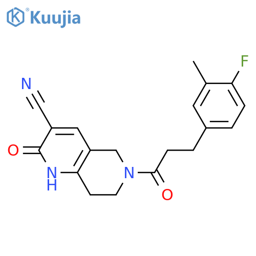 6-[3-(4-fluoro-3-methylphenyl)propanoyl]-2-oxo-1,5,7,8-tetrahydro-1,6-naphthyridine-3-carbonitrile structure