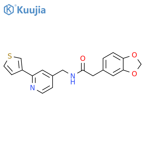 2-(2H-1,3-benzodioxol-5-yl)-N-{[2-(thiophen-3-yl)pyridin-4-yl]methyl}acetamide structure
