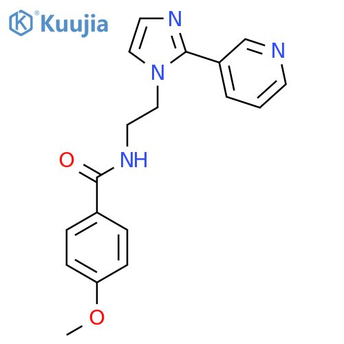 4-methoxy-N-{2-[2-(pyridin-3-yl)-1H-imidazol-1-yl]ethyl}benzamide structure