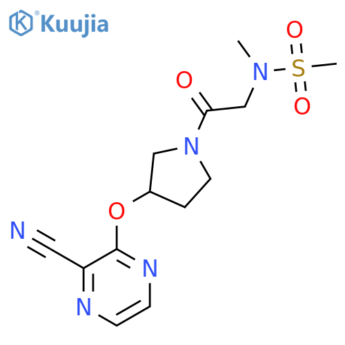 N-(2-{3-[(3-cyanopyrazin-2-yl)oxy]pyrrolidin-1-yl}-2-oxoethyl)-N-methylmethanesulfonamide structure