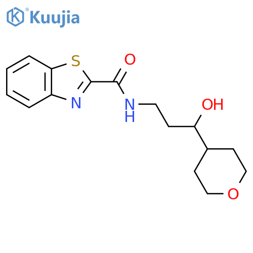 N-[3-hydroxy-3-(oxan-4-yl)propyl]-1,3-benzothiazole-2-carboxamide structure