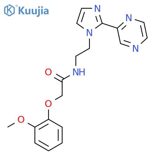 2-(2-methoxyphenoxy)-N-{2-[2-(pyrazin-2-yl)-1H-imidazol-1-yl]ethyl}acetamide structure